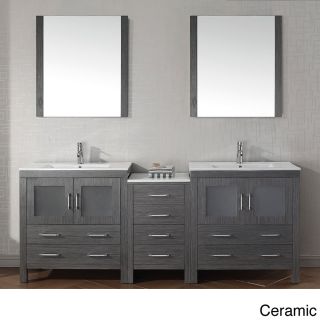 Virtu Usa Dior 82 inch Double Sink Vanity Set In Zebra Grey