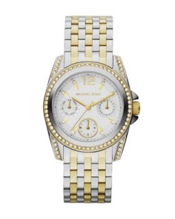 Mid Size Two Tone Stainless Steel Preseley Glitz Watch   Michael Kors   Gold