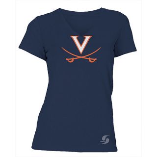 SOFFE Womens Virginia Cavaliers No Sweat V Neck Short Sleeve T Shirt   Size L,
