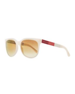 Plastic Round Bottom Rectangle Sunglasses, Pink/Brown   Marc by Marc Jacobs  
