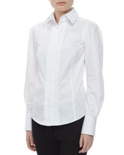 Womens Long Sleeve Pintuck Shirt, White   Jason Wu   White (6)