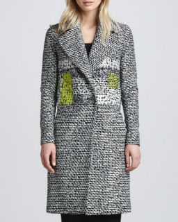 Womens Nala Colorblock Tweed Coat   Diane von Furstenberg   Blk/Wht/Kw/Azla (4)