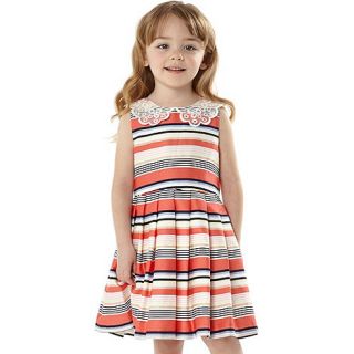 J by Jasper Conran Designer girls peach striped party dress