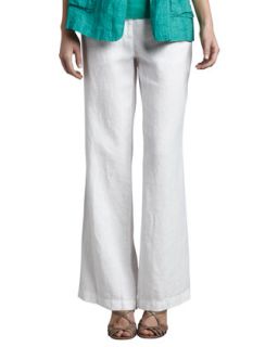 Womens Heavy Linen Trousers   Eileen Fisher   White (MEDIUM (10/12))