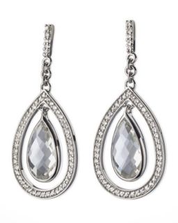 Sapphire Trim Rock Crystal Teardrop Earrings   Monica Rich Kosann   Silver