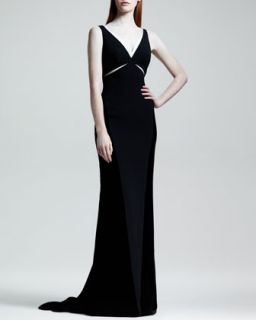 Womens Velvet Cutout Contrast Trim Gown   Stella McCartney   Black (42/8)