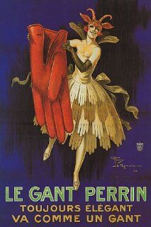 GIRL RED GLOVES LE GANT PERRIN FRENCH FRANCE SMALL VINTAGE POSTER REPRO   Prints