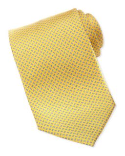 Mens Printed Square Neat Silk Tie, Yellow   Brioni   Yellow