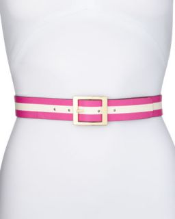 solid/striped reversible leather belt, pink   kate spade new york   Pink (SMALL)