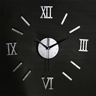 DIY Fashion Wall Combination of Rivet Roman Numeral Clock Silver/Red/Black Fun Wall Clock