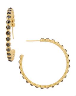 18k Gold Sueno Eternity Black Diamond Hoop Earrings   Armenta   Gold (18k )