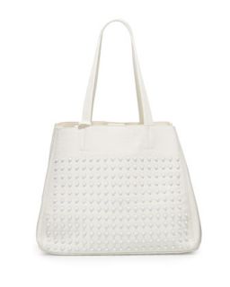 Olivia Tonal Studded Tote Bag, White   Urban Originals