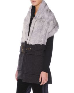 Womens Belted Goat Fur Collar Vest   Marni   Inox (ONE SIZE)