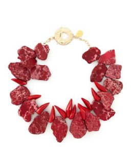 Howlite & Coral Necklace   Devon Leigh   Red/Pink