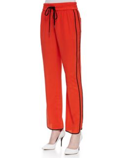 Womens Frances Crepe de Chine Track Pants, Bright Red   MARC by Marc Jacobs  