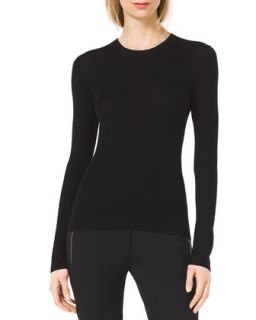 Womens Slim Cashmere Crewneck Sweater   Michael Kors   Black (X SMALL)