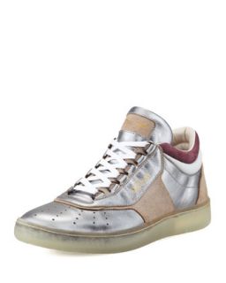 Mens Joust III Metallic Lo Top Sneaker, Silver   Alexander McQueen PUMA  