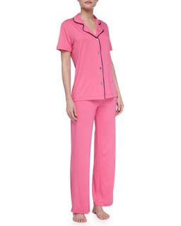 Womens Bella Piped Short Sleeve Pajamas, Miami Pink/Twilight   Cosabella  