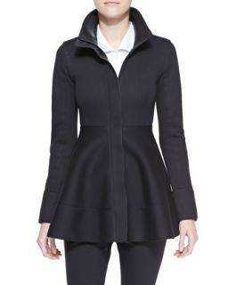Womens Peplum Zip Jacket with Leather Detail   Donna Karan   Black (4)