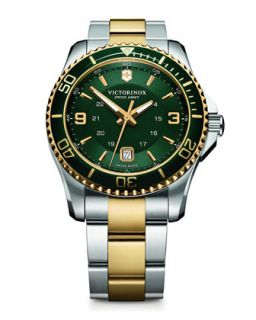 Mens Maverick Two Tone Watch, Green   Victorinox Swiss Army   Green