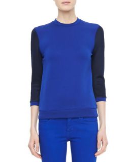 Womens 3/4 Sleeve Colorblock Knit Tee   Victoria Beckham Denim   Electric blue