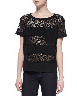 Womens Leila Lace Stripe Top   MARC by Marc Jacobs   Black (LARGE)