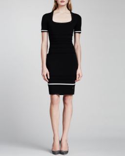 Womens Short Sleeve Knit Dress, Black   Escada   Black (MEDIUM)