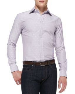 Mens Stripe Woven Shirt with Tonal Paisley Detail   Etro   Purple/White (44/17.