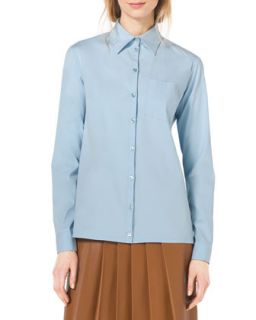 Womens Classic Stretch Cotton Button Shirt   Michael Kors   Ice (14)