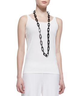 Womens Silk Jersey Long Slim Camisole, Petite   Eileen Fisher   Soft white (PM