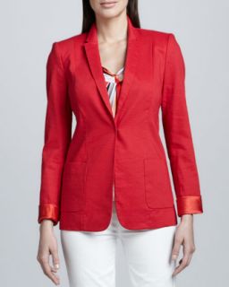 Womens Wendy Linen Blend Cuffed Jacket   Elie Tahari   Spice red (2)