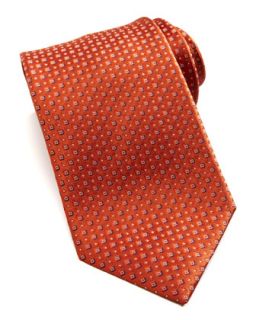 Mens Textured Neat Square Silk Tie, Orange   Brioni   Orange