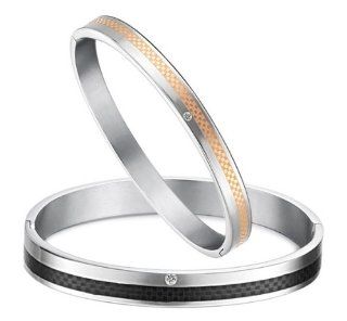His or Hers Matching Set Couple Titanium Bangle Bracelet Formula Love Magnetic Simple Korean Style Anti fatigue in a Gift Box (Hers (Gold)) Jewelry