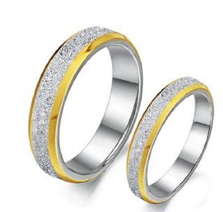 His & Hers Korean Style Frosted Titanium Couple Wedding Band Set Ring (Available Sizes 5# to 10#) R238 Jewelry