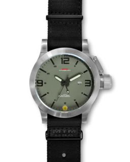 Mens Silver Hypertec Military Tactical Watch, Green   MTM Special Ops Watch  