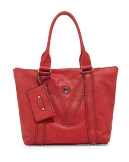 V Perforated Trim Tote Bag, Red   V Couture by Kooba