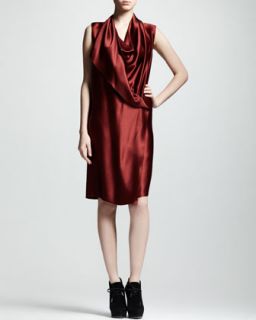 Womens Techno Satin Wrap Dress   Lanvin   Dark rust (42/10)