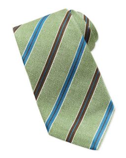 Mens Melange Grosgrain Stripe Tie, Green   Kiton   Green