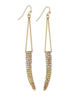 Gradient Pave Horn Dangle Drop Earrings   Sequin   Gold (ONE SIZE)