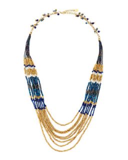 Layered Beaded Tier Necklace, Blue/Gold   Nakamol   Red