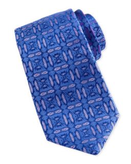 Mens Aztec Neat Silk Tie, Blue   Robert Graham   Blue