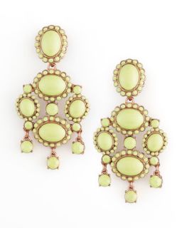 Cabochon Drop Clip Earrings, Bright Green   Oscar de la Renta   Green