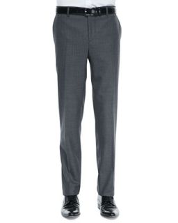 Mens Flat Front Wool Trousers, Charcoal   Brunello Cucinelli   Charcoal (52)