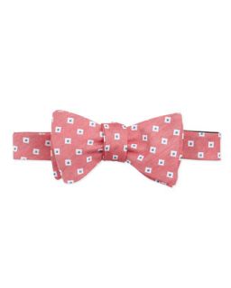 Mens Square Neat Silk Bow Tie, Red   Red