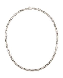 Mens Sterling Silver Square Link Chain Necklace   Konstantino   Tan