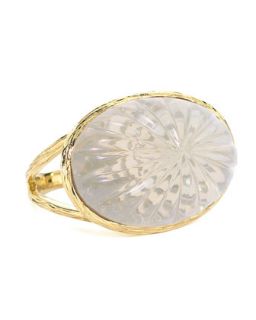 Daphne Milky Quartz Carved Ring   Elizabeth Showers   White