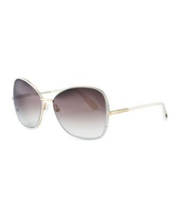 Metal Square Sunglasses, White   Tom Ford   Ivory