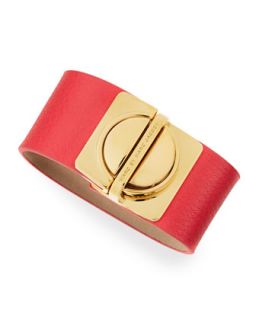 Circle in a Square Logo Clasp Leather Bracelet, Coral   MARC by Marc Jacobs  