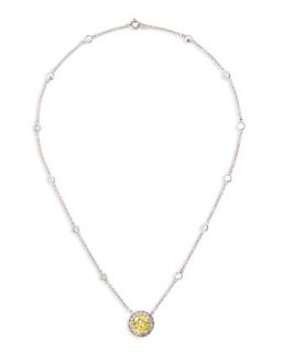 Pave CZ Canary Vermeil Pendant Necklace   Fantasia by DeSerio   Clear/Cancary