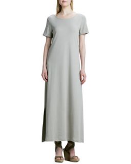 Womens Long Cotton A line Dress, Petite   Joan Vass   Stone (2P (10/12P))